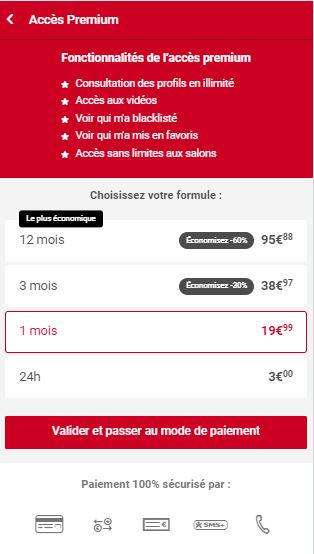 Découvrez les avantages de l'accès Premium sur Gaymec : consultation illimitée des profils, vidéos, listes de favoris et salons exclusifs à partir de 3€ pour 24h.